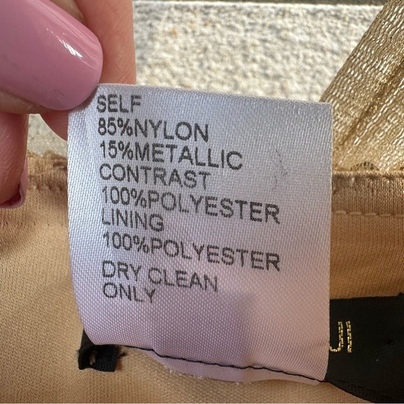 Tadashi Shoji Gold Tiered Gown Petite 6P Sequin V-Neck Tulle Formal Dress Hoco - Picture 9 of 11